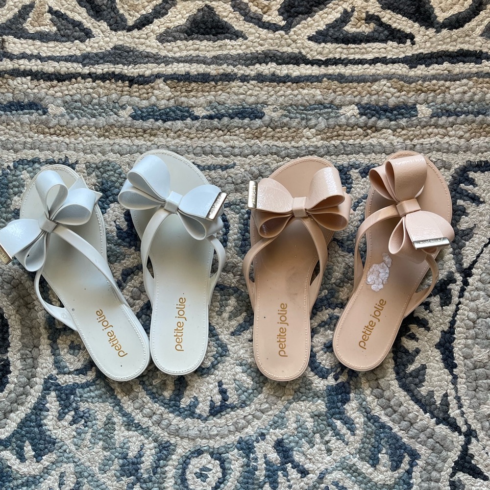 PETITE JOLIE KIDS NASSAU- Kids white and nude bow sandals